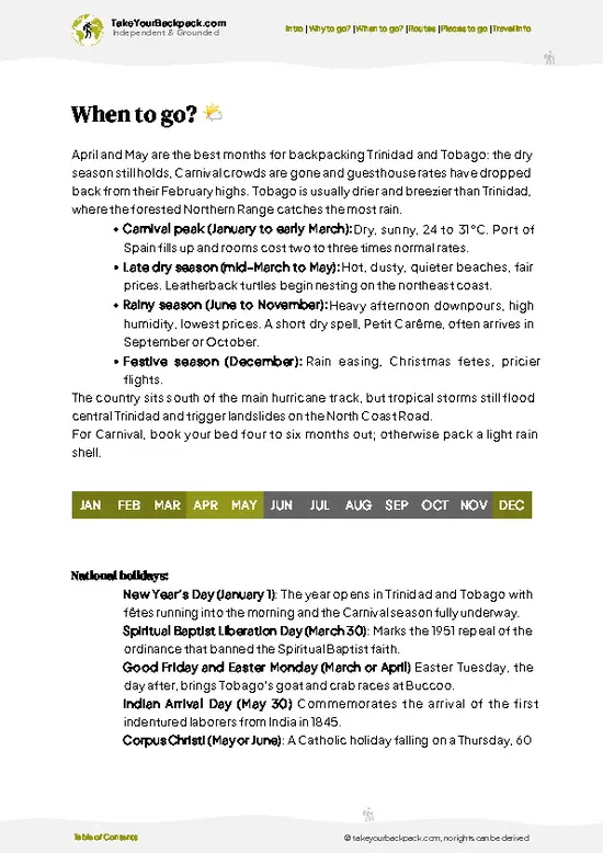 example page 3 from our offline Travel Guide for Trinidad and Tobago